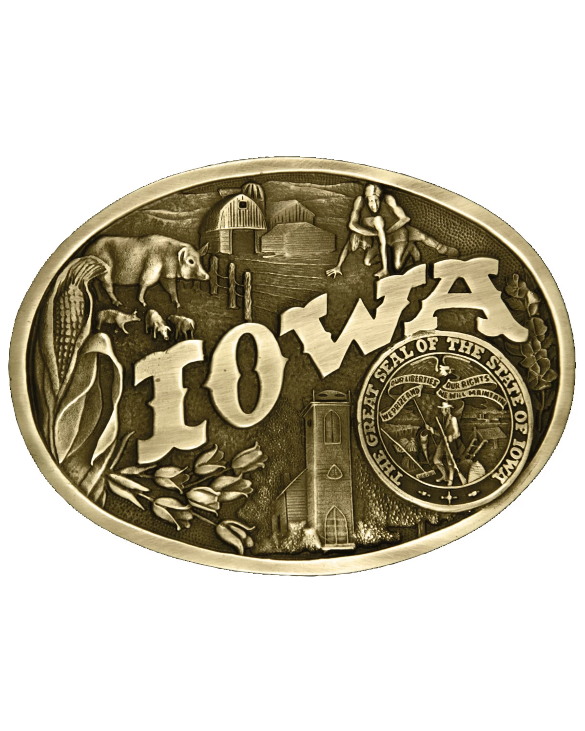 Montana Silversmiths Iowa State Heritage Attitude Belt Buckle 3 Montana Silversmiths Iowa State Heritage Attitude Belt Buckle
