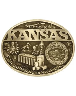 Montana Silversmiths Men's Kansas State Heritage Attitude Belt Buckle