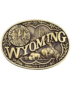Montana Silversmiths Men's Wyoming State Heritage Attitude Belt Buckle